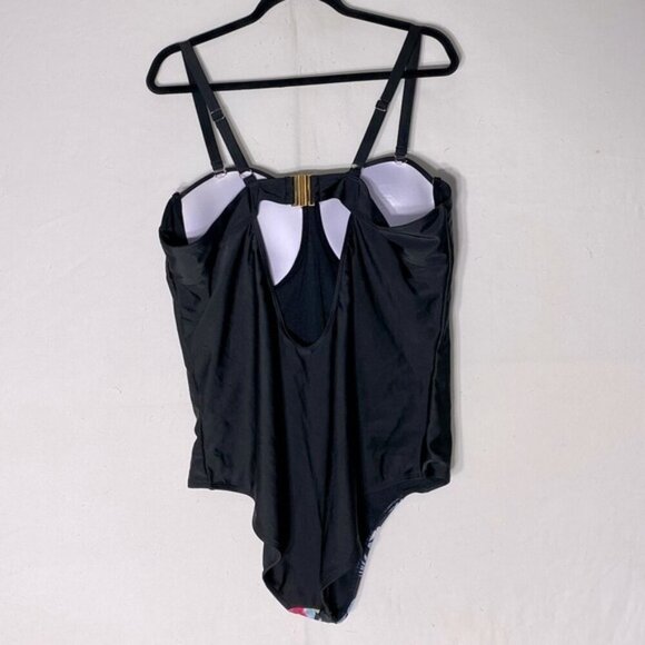 Women’s Black & Floral One Piece Swimsuit Bathing Suit 4XL - Picture 2 of 13